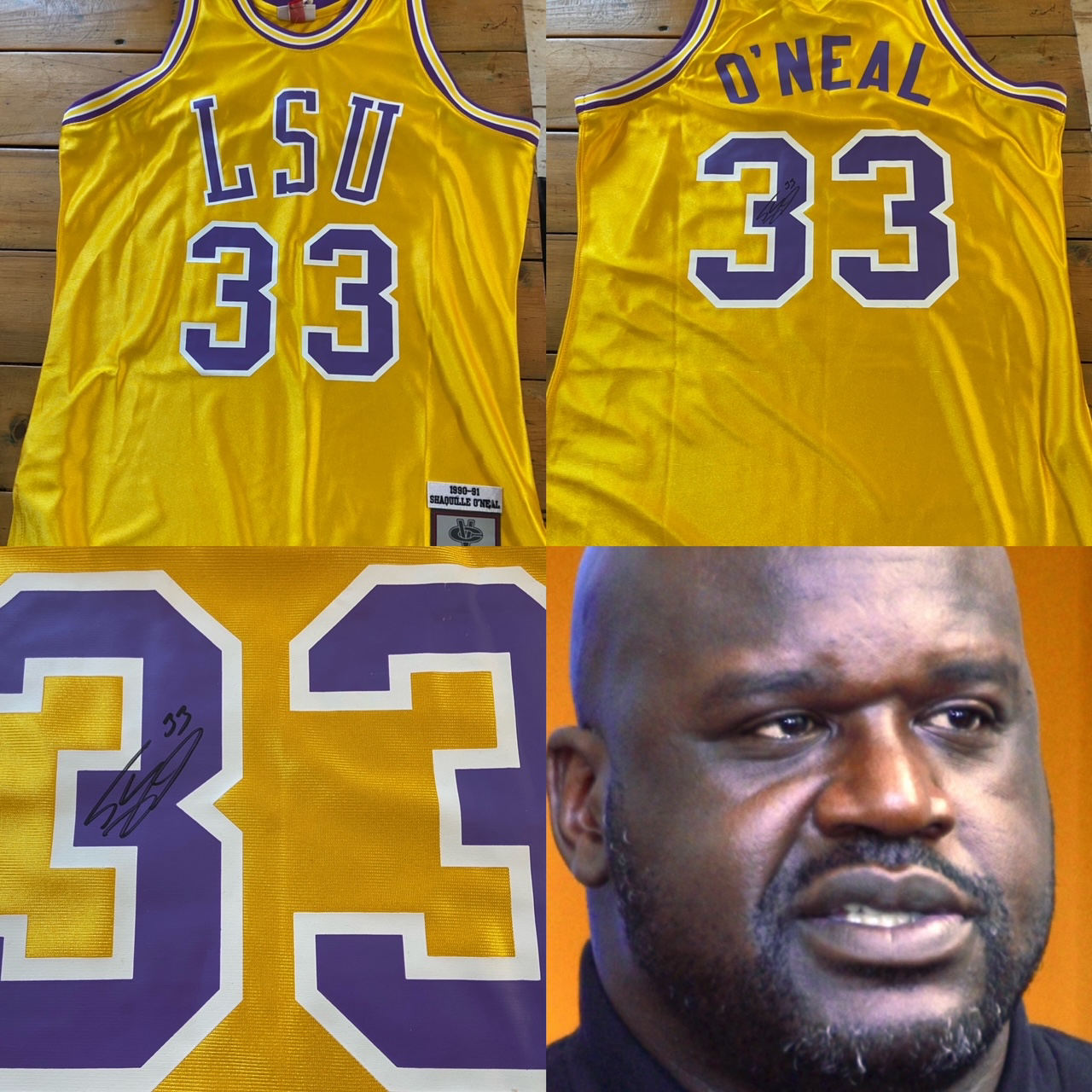 Shaquille O'Neal LSU Tigers Autographed Mitchell & Ness Home 1990